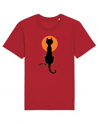 Halloween Moon Cat Red