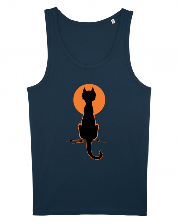 Halloween Moon Cat Navy