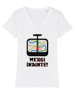 MERGI INAINTE! Tricou mânecă scurtă guler V Damă Evoker