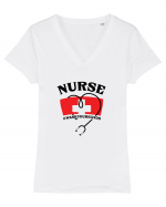 Nurse Wash your hands Tricou mânecă scurtă guler V Damă Evoker