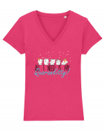 Quarankitty Tricou mânecă scurtă guler V Damă Evoker