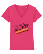 Anti social distancing Tricou mânecă scurtă guler V Damă Evoker