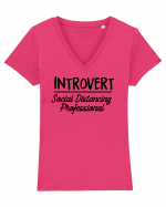 Introvert Social Distancing Tricou mânecă scurtă guler V Damă Evoker