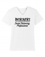 Introvert Social Distancing Tricou mânecă scurtă guler V Bărbat Presenter