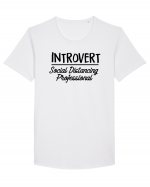 Introvert Social Distancing Tricou mânecă scurtă guler larg Bărbat Skater