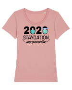 Staycation Quarantine Tricou mânecă scurtă guler larg fitted Damă Expresser