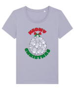 Meowy Christmas.Craciun pentru iubitorii de pisici Tricou mânecă scurtă guler larg fitted Damă Expresser