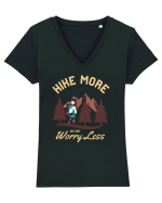 Hike more worry less Tricou mânecă scurtă guler V Damă Evoker