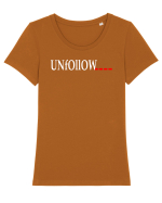 Unfollow... Tricou mânecă scurtă guler larg fitted Damă Expresser
