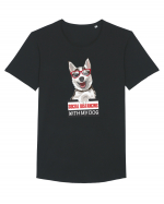 Social Distance Husky Tricou mânecă scurtă guler larg Bărbat Skater