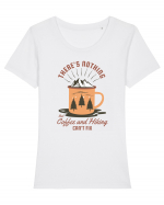 There's nothing that coffee and hiking can't fix Tricou mânecă scurtă guler larg fitted Damă Expresser