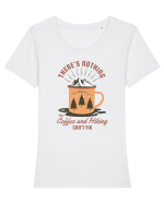 There's nothing that coffee and hiking can't fix Tricou mânecă scurtă guler larg fitted Damă Expresser
