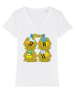 Bee Pun Tricou mânecă scurtă guler V Damă Evoker