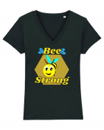 Bee Pun.Bee Strong Tricou mânecă scurtă guler V Damă Evoker
