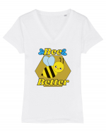 Bee Pun Tricou mânecă scurtă guler V Damă Evoker