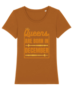 Queens Are Born In December  Tricou mânecă scurtă guler larg fitted Damă Expresser
