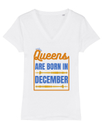 Queens Are Born In December  Tricou mânecă scurtă guler V Damă Evoker