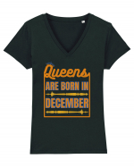 Queens Are Born In December  Tricou mânecă scurtă guler V Damă Evoker