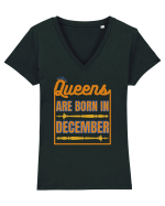 Queens Are Born In December  Tricou mânecă scurtă guler V Damă Evoker