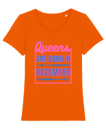 Queens Are Born In December  Tricou mânecă scurtă guler larg fitted Damă Expresser
