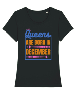 Queens Are Born In December  Tricou mânecă scurtă guler larg fitted Damă Expresser