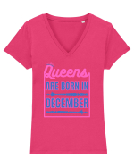 Queens Are Born In December  Tricou mânecă scurtă guler V Damă Evoker