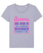 Queens Are Born In December  Tricou mânecă scurtă guler larg fitted Damă Expresser