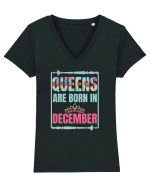 Queens Are Born In December  Tricou mânecă scurtă guler V Damă Evoker