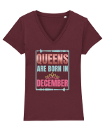 Queens Are Born In December  Tricou mânecă scurtă guler V Damă Evoker