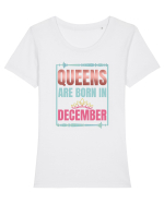 Queens Are Born In December  Tricou mânecă scurtă guler larg fitted Damă Expresser
