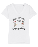Social Distance Skeleton Tricou mânecă scurtă guler V Damă Evoker