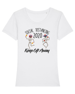 Social Distance Skeleton Tricou mânecă scurtă guler larg fitted Damă Expresser