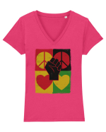 Peace Love Resist Tricou mânecă scurtă guler V Damă Evoker