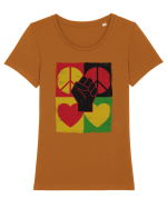 Peace Love Resist Tricou mânecă scurtă guler larg fitted Damă Expresser