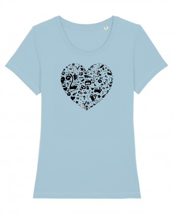 Halloween Hearts Sky Blue