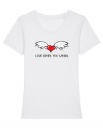 Love gives you wings Tricou mânecă scurtă guler larg fitted Damă Expresser