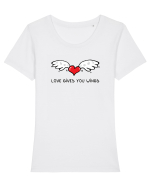 Love gives you wings Tricou mânecă scurtă guler larg fitted Damă Expresser