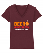 Beer, Guns, Bacon and Freedom Tricou mânecă scurtă guler V Damă Evoker