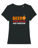Beer, Guns, Bacon and Freedom Tricou mânecă scurtă guler larg fitted Damă Expresser