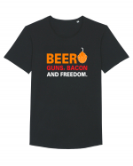 Beer, Guns, Bacon and Freedom Tricou mânecă scurtă guler larg Bărbat Skater