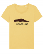 Beaver-ing Tricou mânecă scurtă guler larg fitted Damă Expresser