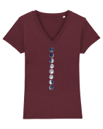 Blue Gray Moon Phases Tricou mânecă scurtă guler V Damă Evoker