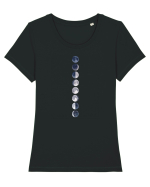 Blue Gray Moon Phases Tricou mânecă scurtă guler larg fitted Damă Expresser