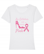 Breast Cancer Awareness Month 3 Tricou mânecă scurtă guler larg fitted Damă Expresser