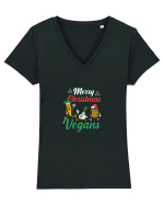 Merry Christmas Vegans Tricou mânecă scurtă guler V Damă Evoker