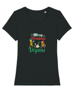 Merry Christmas Vegans Tricou mânecă scurtă guler larg fitted Damă Expresser