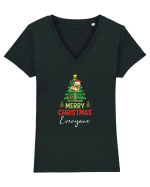 Christmas Cat Tricou mânecă scurtă guler V Damă Evoker
