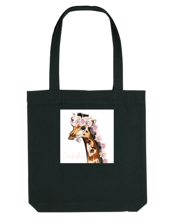 Giraffe with Roses Black