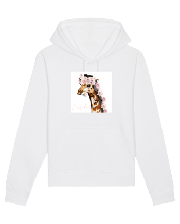 Giraffe with Roses White