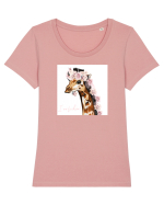 Giraffe with Roses Tricou mânecă scurtă guler larg fitted Damă Expresser